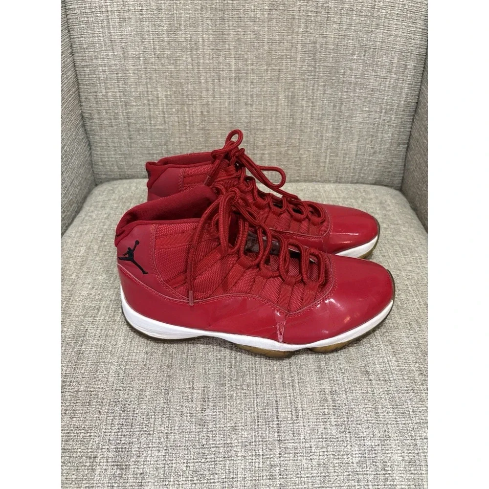 Nike Air Jordan 11 Retro 'Win Like 96 Red' Patent Leather Sneakers Size 9.5